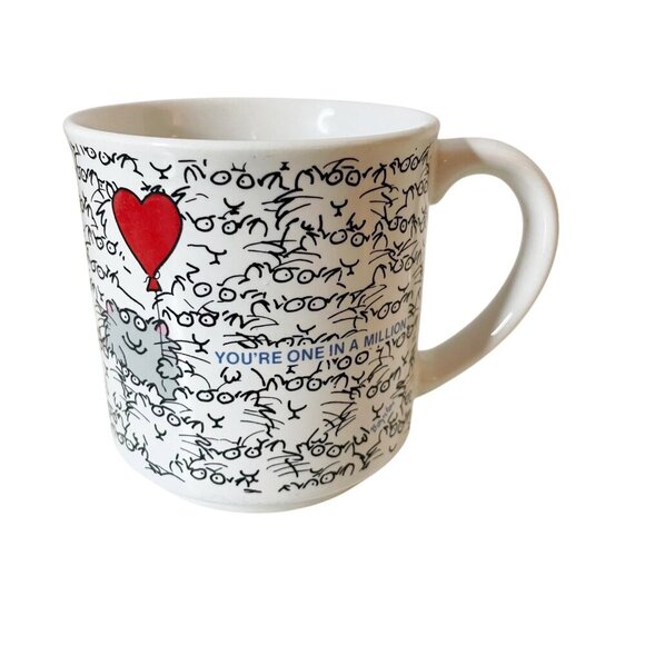 Vintage Sandra Boynton Coffee Mug Cup "Your One in a Million" Red Heart Balloon - Picture 1 of 8